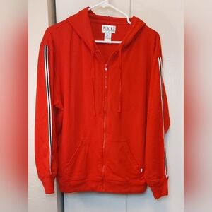 New York Laundry Vintage 90s Red Full Zip Hoodie Sweatshirt Size XL 100% Cotton